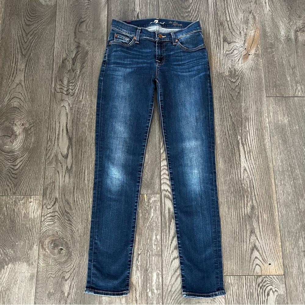 7 FOR ALL MANKIND 7FAM The Slim Cigarette Low Rise Denim Jeans Size 26
